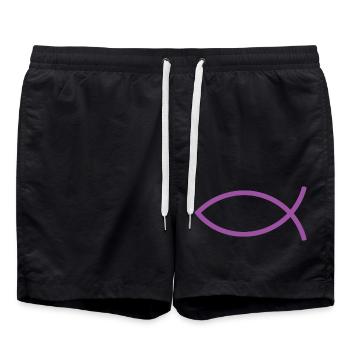 Jésus poisson Ichthys poisson poisson poisson - Short de bain - noir - Devant - AI Model Male 185 light (185cm)