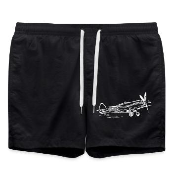 Vintage Popeller Flyer Airplane - Swim Trunks - black - Front - AI Model Male 185 light (185cm)