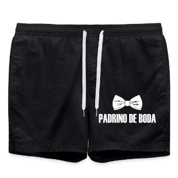 Padrino de Boda, Best Man Bowtie Wedding Groomsmen - Swim Trunks - black - Front - AI Model Male 185 light (185cm)