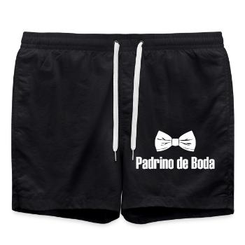 Padrino de Boda, Best Man Bowtie Wedding Groomsmen - Swim Trunks - black - Front - AI Model Male 185 light (185cm)