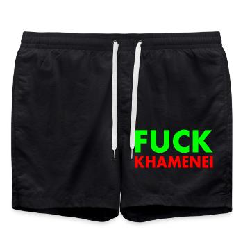 Fuck khamenei Chamenei - iran - Swim Trunks - black - Front - AI Model Male 185 light (185cm)