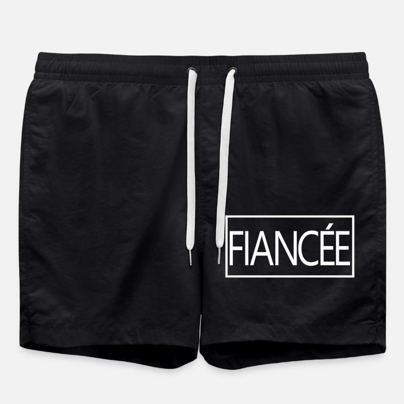 Fiancée Matching Engagement Wedding Honeymoon - Swim Trunks - black