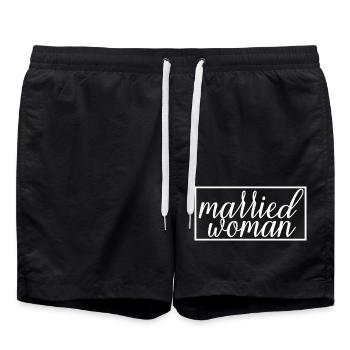 Married Woman For Bridal Shower Wedding Honeymoon - Swim Trunks - black - Front - AI Model Male 185 light (185cm)