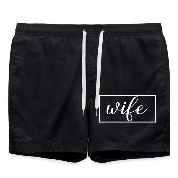 Mariage Matching Couple Fiançailles Lune de miel - Short de bain - noir - Devant - AI Model Male 185 light (185cm)
