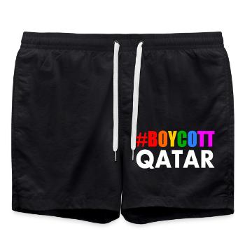 Boycott qatar - Swim Trunks - black - Front - AI Model Male 185 light (185cm)