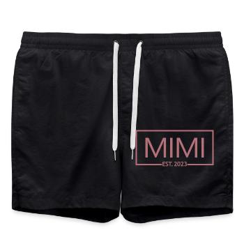 Mimi Est. 2023, Grandma To Be, Pregnancy Reveal - Swim Trunks - black - Front - AI Model Male 185 light (185cm)