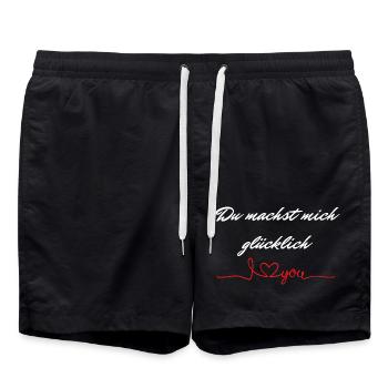 Du machst mich glücklich Lieblingsmensch - Badeshorts - Schwarz - Vorne - AI Model Male 185 light (185cm)