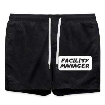 Facility Manager In-house technician Caretaker - Swim Trunks - black - Front - AI Model Male 185 light (185cm)