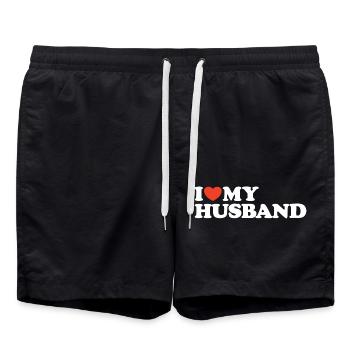 I love my husband Herz Shirt - Badeshorts - Schwarz - Vorne - AI Model Male 185 light (185cm)