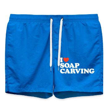 I love Soap Carving Heart Shirt - Swim Trunks - cobalt blue - Front
