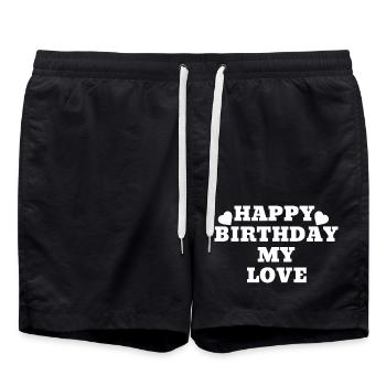 Joyeux anniversaire mon amour - Short de bain - noir - Devant - AI Model Male 185 light (185cm)