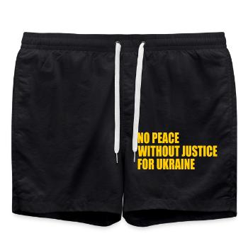 No peace without justice for ukraine - Swim Trunks - black - Front - AI Model Male 185 light (185cm)