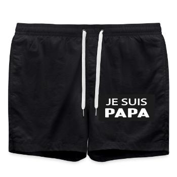 ICH BIN VATER - Badeshorts - Schwarz - Vorne - AI Model Male 185 light (185cm)