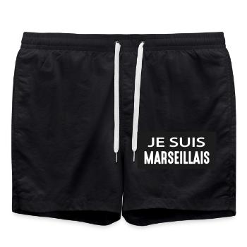 JE SUIS MARSEILLAIS - Short de bain - noir - Devant - AI Model Male 185 light (185cm)