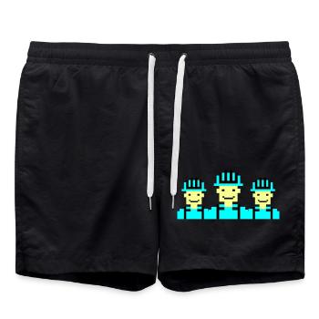 bauarbeiter pixel 02 - Badeshorts - Schwarz - Vorne - AI Model Male 185 light (185cm)