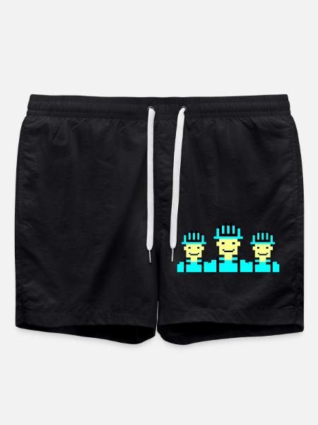 Construction Worker Pixel 02 - Swim Trunks - black
