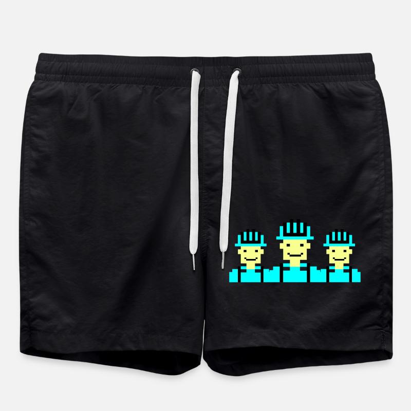 bauarbeiter pixel 02 - Badeshorts - Schwarz