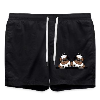 2 Coole DJ Schafe Schäfchen Mischpult Party Musik - Badeshorts - Schwarz - Vorne - AI Model Male 185 light (185cm)