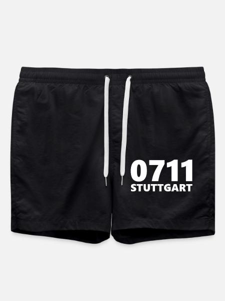 0711 Vorwahl Stuttgart Neckar Schwaben - Badeshorts - Schwarz
