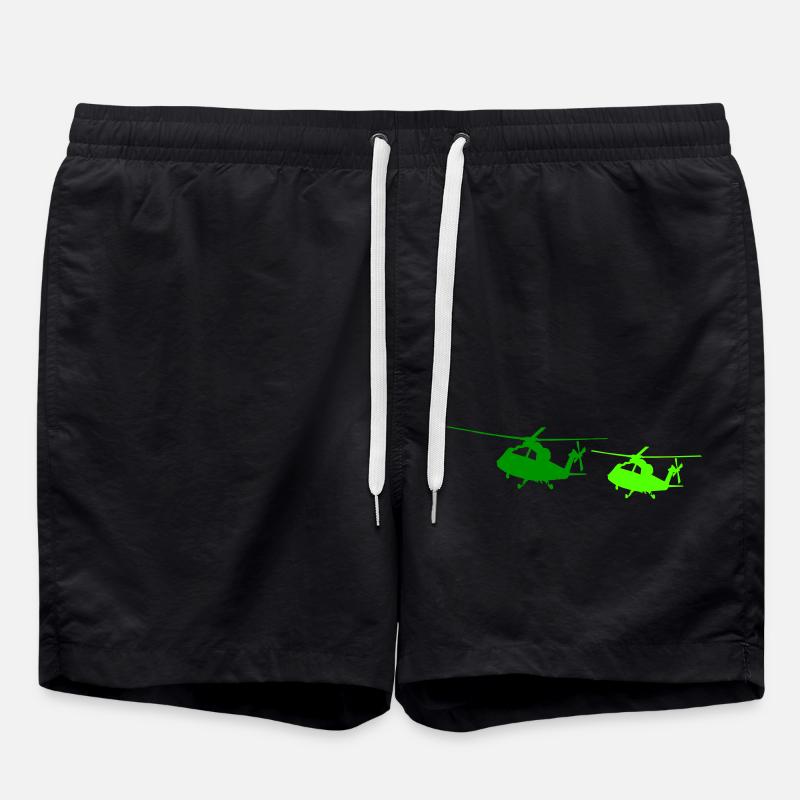 Helicopter Silhouette - Swim Trunks - black