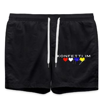 Confettis dans le cœur, Carnaval, Carnaval, Carnaval - Short de bain - noir - Devant - AI Model Male 185 light (185cm)