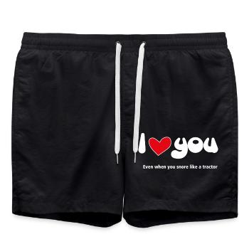 Je t’aime - Citations drôles Couples NOUVEAU 20 - Short de bain - noir - Devant - AI Model Male 185 light (185cm)
