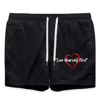 « Aimez-vous d’abord » - Short de bain - noir - Devant - AI Model Male 185 light (185cm)