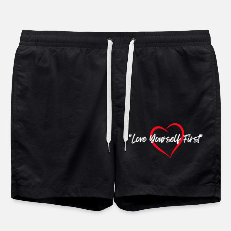 "Love Yourself First" - Swim Trunks - black