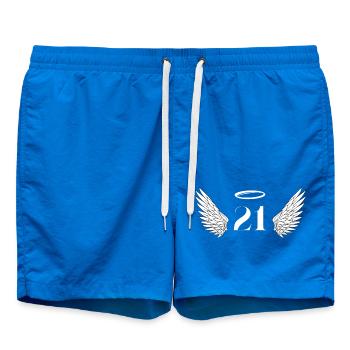Number 21 Angel - 21st Birthday Wings - Swim Trunks - cobalt blue - Front