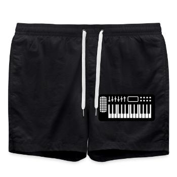 Synthesizer Keyboard Loud Techno DJ Music Party - Swim Trunks - black - Front - AI Model Male 185 light (185cm)