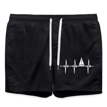 Heartbeat for sailboat on very calm seas - Swim Trunks - black - Front - AI Model Male 185 light (185cm)