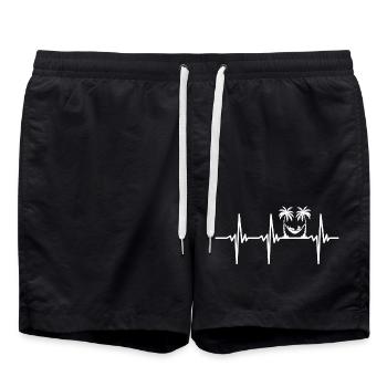 Battement de cœur pour les vacances sous les tropiques Mer et palmiers - Short de bain - noir - Devant - AI Model Male 185 light (185cm)