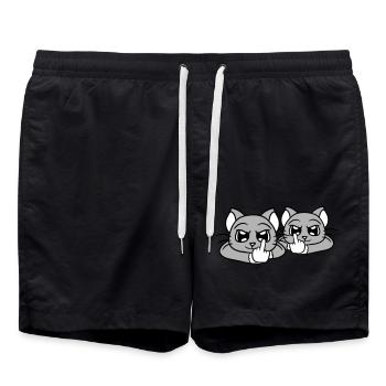 Méchants Chats Amis Majeur Insulte Équipe - Short de bain - noir - Devant - AI Model Male 185 light (185cm)