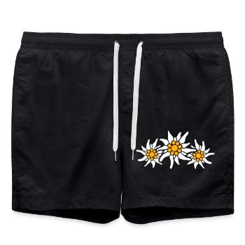 White Alps Edelweiss Flower Mountain Flower Mountains Hiking - Swim Trunks - black - Front - AI Model Male 185 light (185cm)