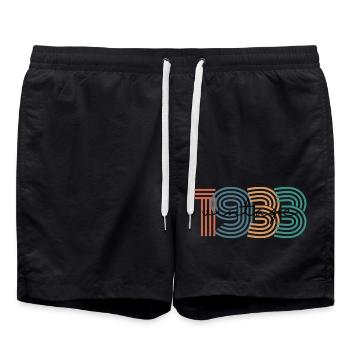 1933 Vintage Retro - Swim Trunks - black - Front - AI Model Male 185 light (185cm)