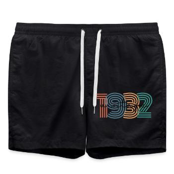 1932 Vintage Retro - Swim Trunks - black - Front - AI Model Male 185 light (185cm)