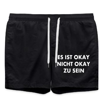 It's okay not to be okay - Swim Trunks - black - Front - AI Model Male 185 light (185cm)