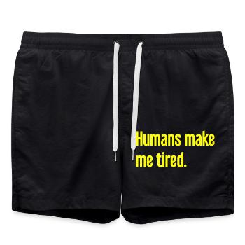 Les gens vous fatiguent - Drôle de dicton - Short de bain - noir - Devant - AI Model Male 185 light (185cm)
