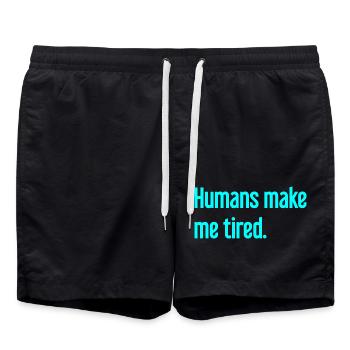 Les gens vous fatiguent - Drôle de dicton - Short de bain - noir - Devant - AI Model Male 185 light (185cm)