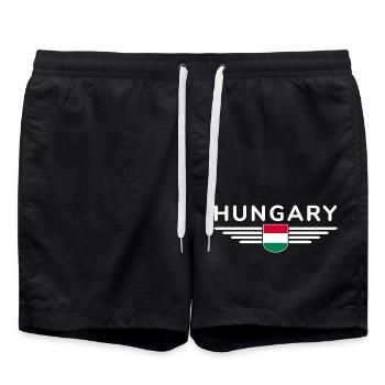 Hungary Fan, Outfit T Shirt Design - Swim Trunks - black - Front - AI Model Male 185 light (185cm)