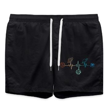 Battement de coeur rétro planètes - Short de bain - noir - Devant - AI Model Male 185 light (185cm)
