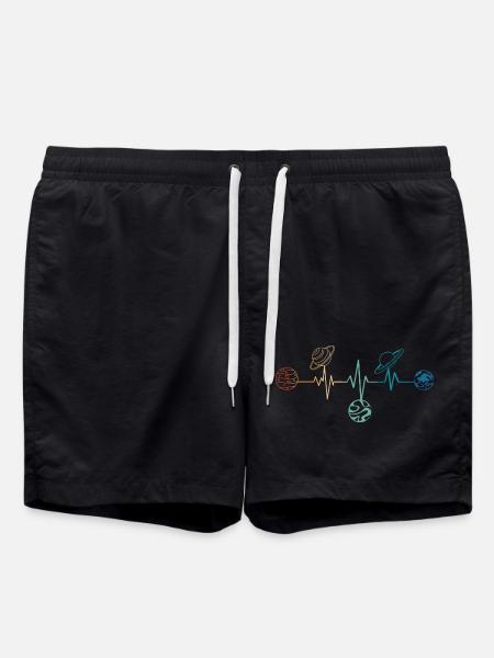 Retro Heartbeat Planets - Swim Trunks - black
