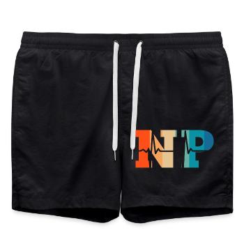 Battement de cœur rétro nurse practitioner - Short de bain - noir - Devant - AI Model Male 185 light (185cm)