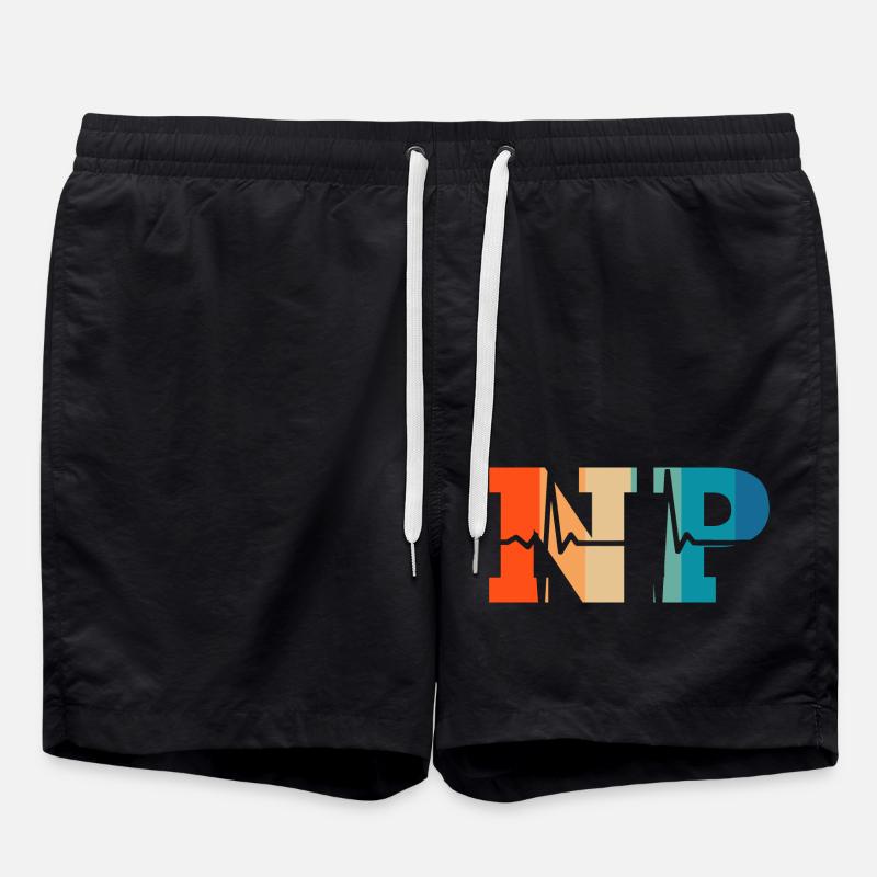 Heartbeat retro nurse practitioner - Swim Trunks - black