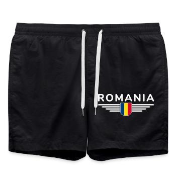 Bucharest T-Shirt for Romania Fans - Swim Trunks - black - Front - AI Model Male 185 light (185cm)