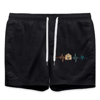 Heartbeat retro real estate agent - Swim Trunks - black - Front - AI Model Male 185 light (185cm)