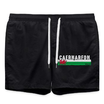 Caernarfon Wales Historisches Schloss und Kultur - Badeshorts - Schwarz - Vorne - AI Model Male 185 light (185cm)