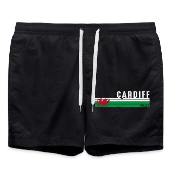 Cardiff Wales Vibrant City and Cultural Heritage - Swim Trunks - black - Front - AI Model Male 185 light (185cm)
