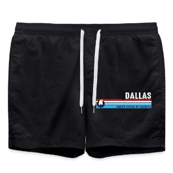 Dallas Texas Est 1841 Vintage Classic Retro Style - Swim Trunks - black - Front - AI Model Male 185 light (185cm)