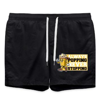 IMMER KNALLEN, NIE AUFHÖREN - POPCORN - Badeshorts - Schwarz - Vorne - AI Model Male 185 light (185cm)